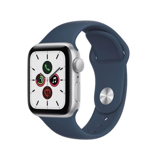 apple watch se gps boitier en aluminium argent de mm bracelet sport bleu abysse _x